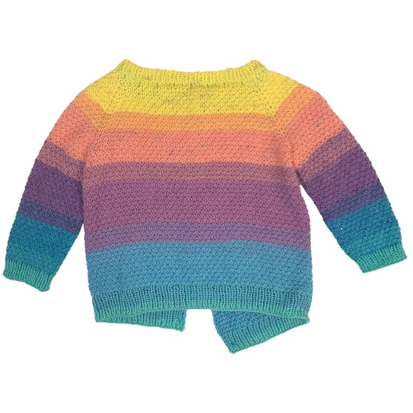 Charming Handmade Girl’s Knitted Long Sleeve Button Front Cardigan Sweater - Picture 3 of 13